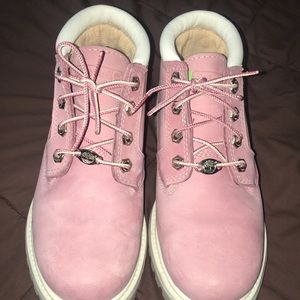 Women’s  pink Timberland Waterproof ankle boots.